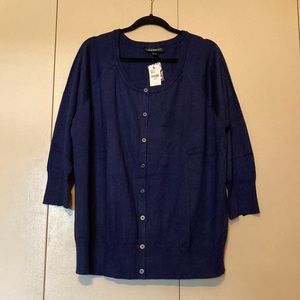 Lane Bryant Navy 3/4 Sleeve Cardigan Sweater Size 22/24